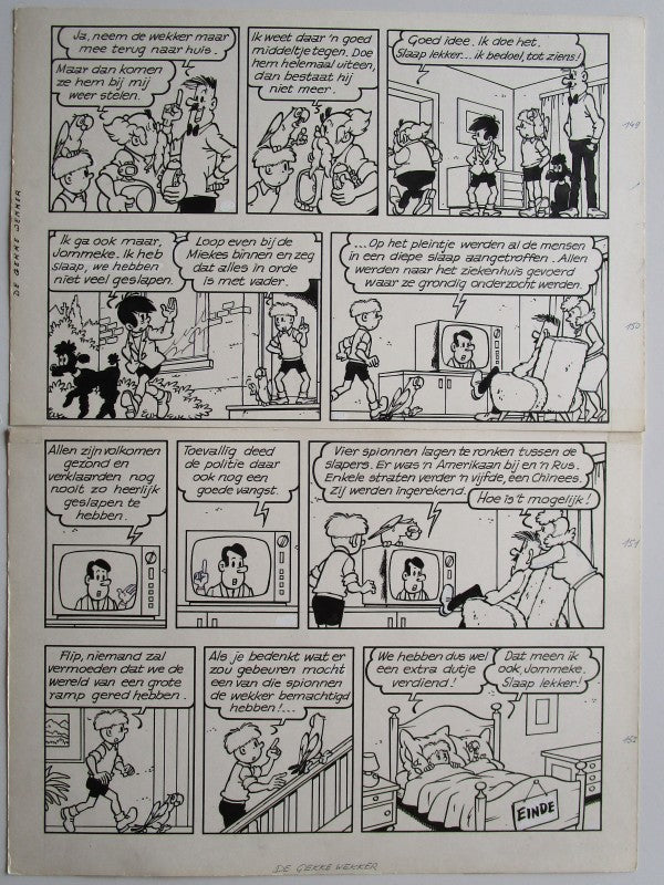 Originele pagina Jommeke - De gekke wekker - eindplaat