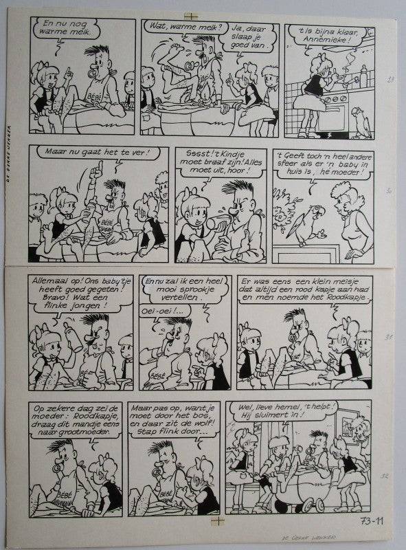 Originele pagina Jommeke - De gekke wekker