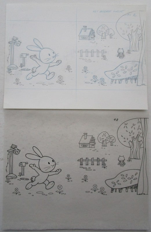 Originele schets + originele inktversie Musti