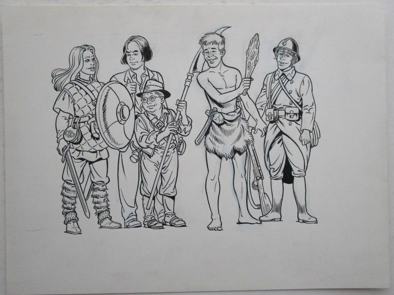 Originele tekening achterkaft - Verdwaald in het verleden