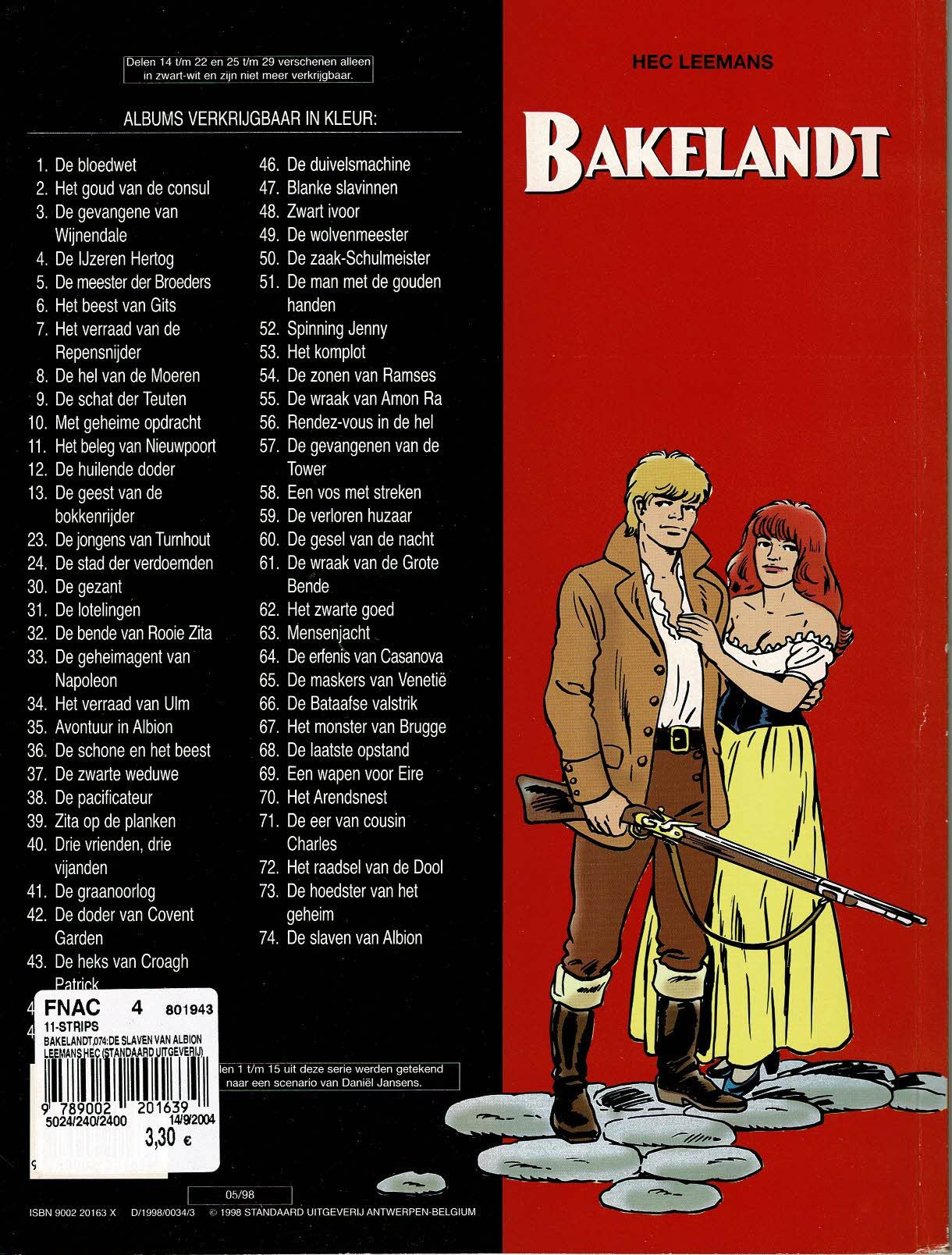 Bakelandt - 074 De slaven van Albion - eerste druk 1998 - Standaard Uitgeverij