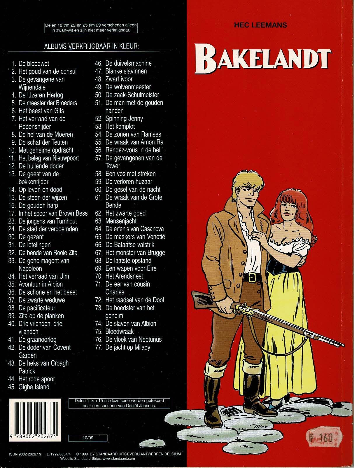 Bakelandt - 077 De jacht op Milady - eerste druk 1999 - Standaard Uitgeverij
