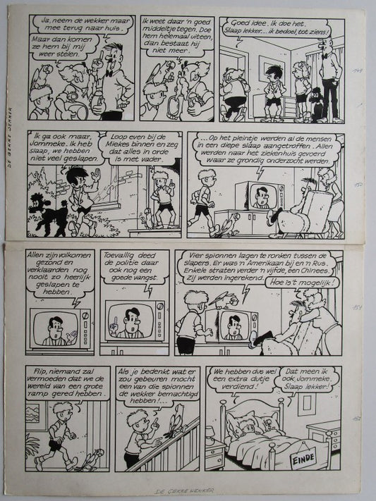 Originele pagina Jommeke - De gekke wekker - eindplaat