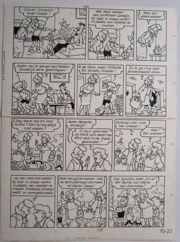 Originele pagina Jommeke - De gekke wekker