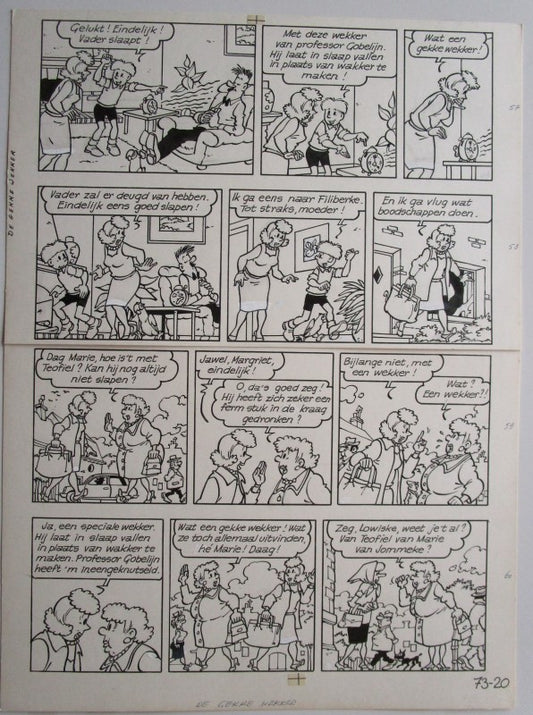 Originele pagina Jommeke - De gekke wekker
