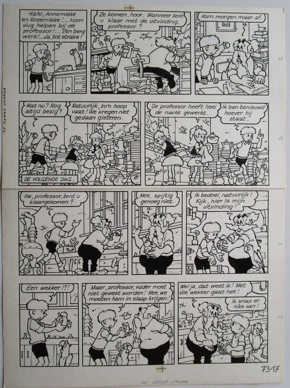 Originele pagina Jommeke - De gekke wekker