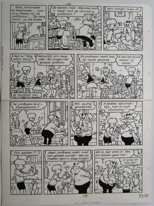 Originele pagina Jommeke - De gekke wekker