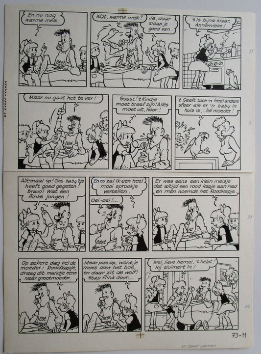 Originele pagina Jommeke - De gekke wekker