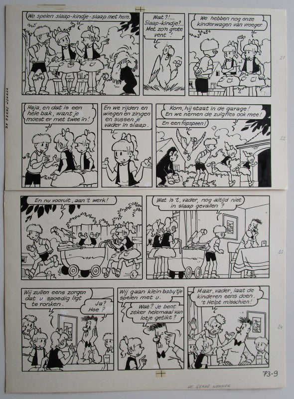 Originele pagina Jommeke - De gekke wekker