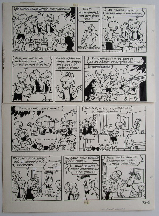Originele pagina Jommeke - De gekke wekker