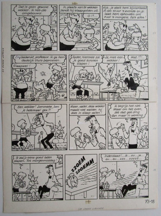 Originele pagina Jommeke - De gekke wekker