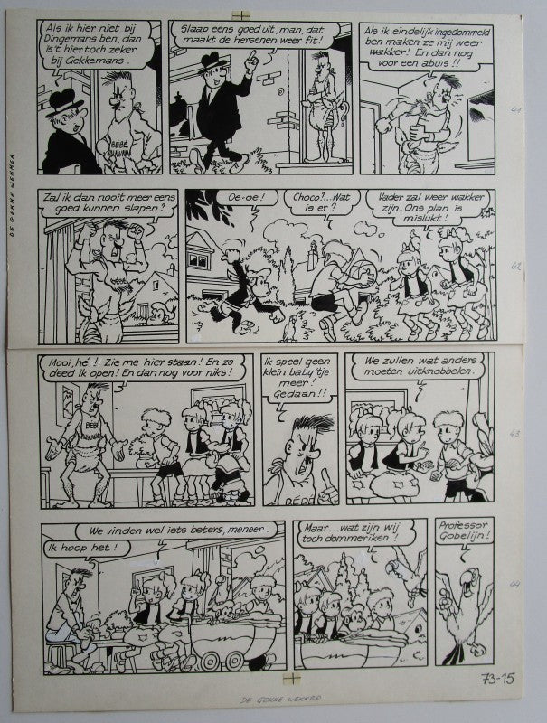 Originele pagina Jommeke - De gekke wekker