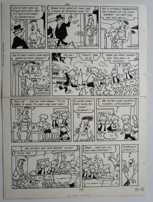 Originele pagina Jommeke - De gekke wekker