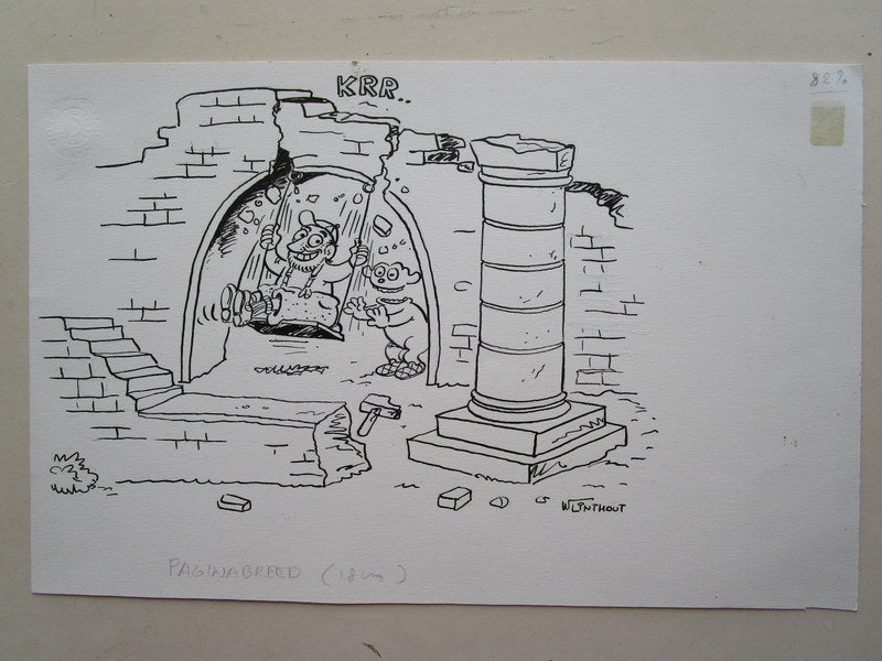 Originele tekening Urbanus op schommel