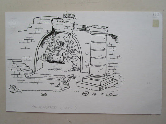 Originele tekening Urbanus op schommel