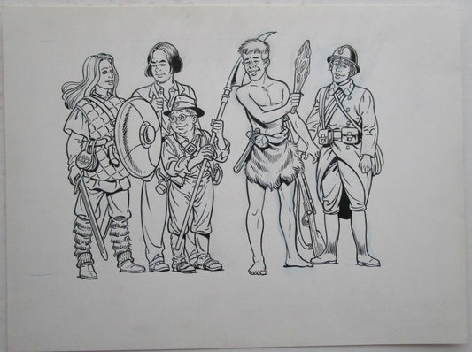 Originele tekening achterkaft - Verdwaald in het verleden